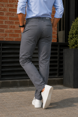 Men Dark Grey Textured Narrow Fit Structure Pants for Men | Office & Casual Wear 5129