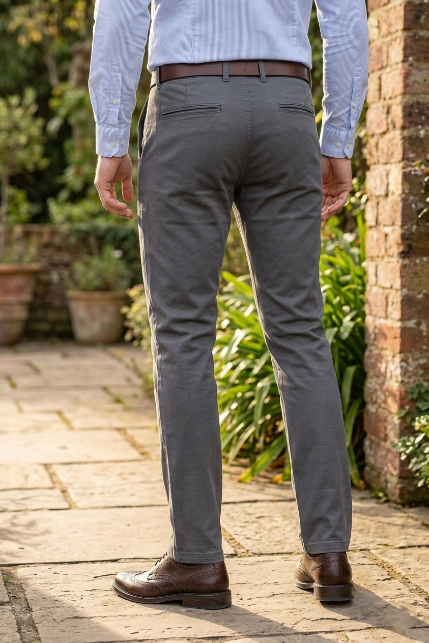 Men Plain Dark Grey Chinos | Slim & Regular Fit Pants 5110