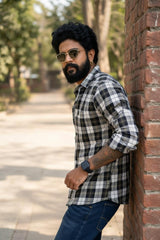 Men Olive Checked Slim Fit Casual Shirt | Premium Cotton FABCK