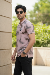 Men Designer Onion Polo T-Shirt with Abstract Print – Casual Style