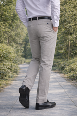 Men Plain Grey Chinos | Slim & Regular Fit Pants 5110