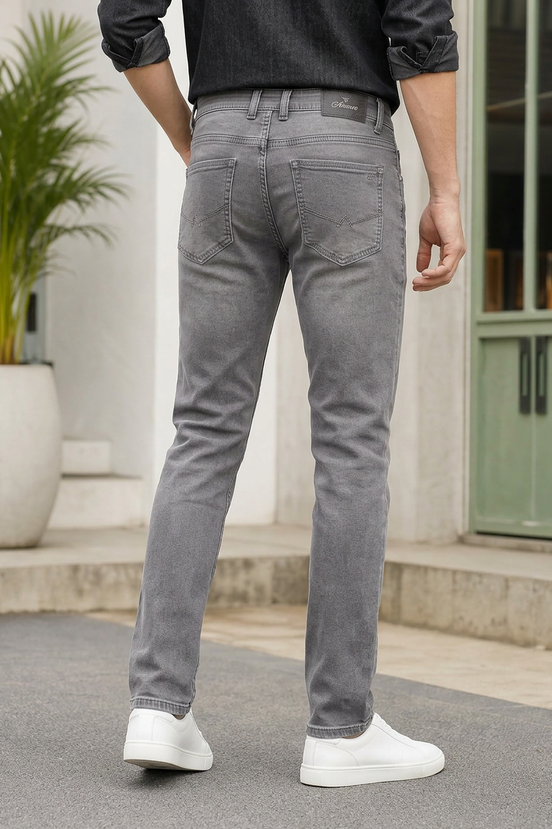 Men Premium Light Grey Narrow Fit Jeans - Modern Casual