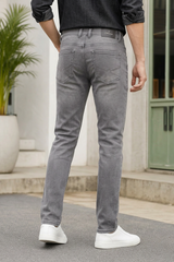 Men Premium Light Grey Narrow Fit Jeans - Modern Casual
