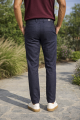 Men Structure Navy Blue Slim-Fit Casual & Formal Pants 5124