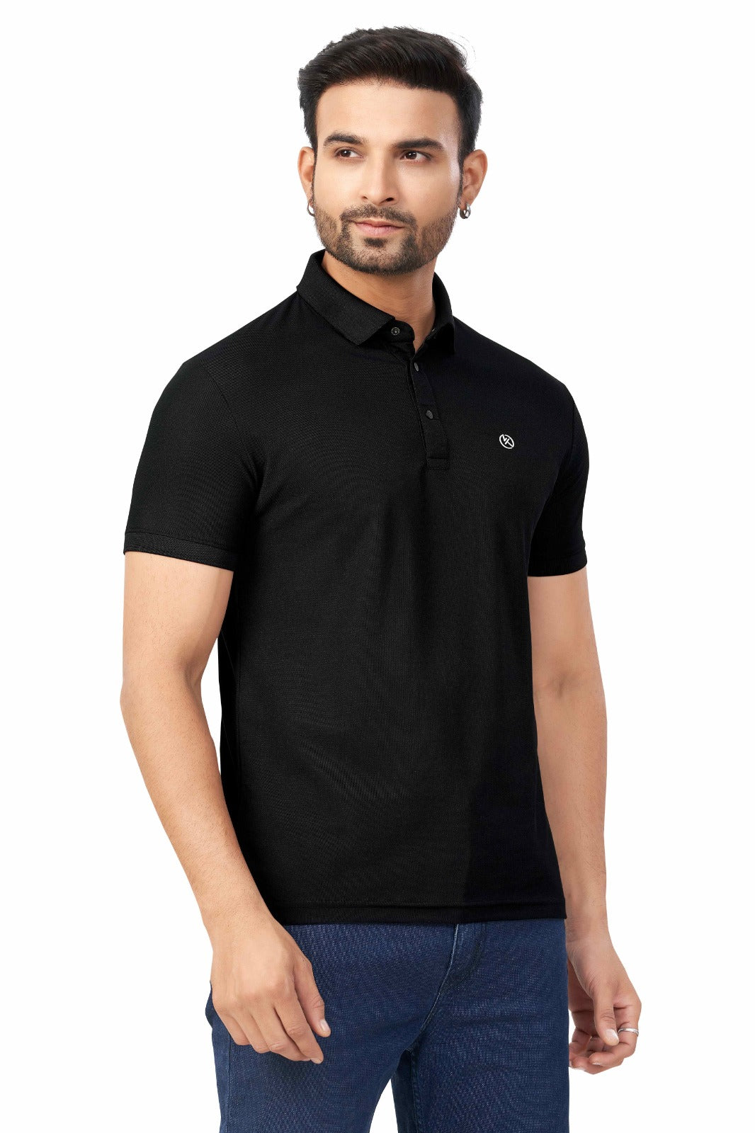 Black Plain Collar T-Shirt | Half Sleeve Sinker Fabric | Casual & Sports Wear 1501