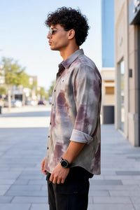 Men Onion Ribbed Tie-Dye Shirt | Long Sleeve Casual Zero 251091853