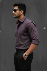 Atlance Wine Checkered Men Shirt – Formal Wear-FRMCHECKS