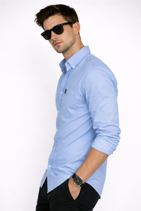 Atlance Men Premium Deep Blue Cotton Slim Fit Casual Shirt NFT New