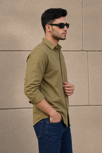 Men Premium Green Solid Casual Shirt for Everyday Wear OXF-PLAIN