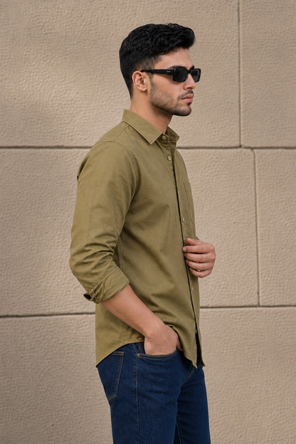 Men Premium Green Solid Casual Shirt for Everyday Wear OXF-PLAIN