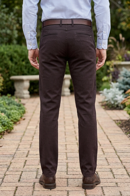 Mens Structure Coffee Textured Slim-Fit Casual Pants 5124