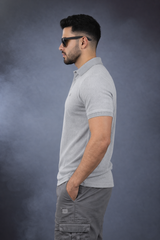 Men Light Grey Striped Polo T-Shirt | Modern Casual Style 261023952