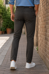 Men Slim Fit Brown Textured Structure - Premium Cotton Trousers 5126