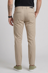 Men Cream Narrow Fit Structured Pants-TEM