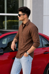 Men Premium Brown Solid Casual Shirt for Everyday Wear OXF