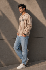 Men Cream Printed Sweatshirt – Full Sleeve Prodigy Graphic
