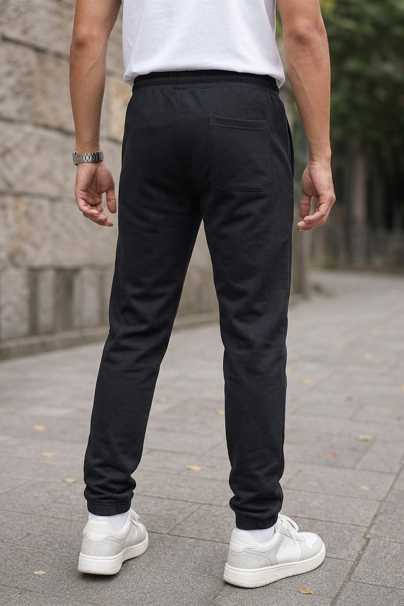 Premium Men Black Track Pant with Side Zip Pocket QZ-77