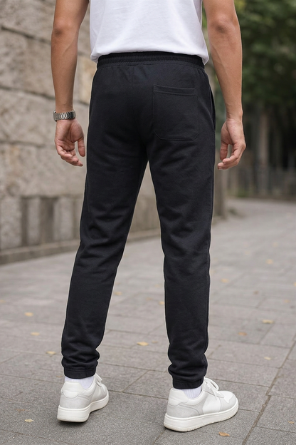 Premium Men Black Track Pant with Side Zip Pocket QZ-77