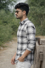 Men Classic Grey Check Shirt | Everyday Casual Wear WON