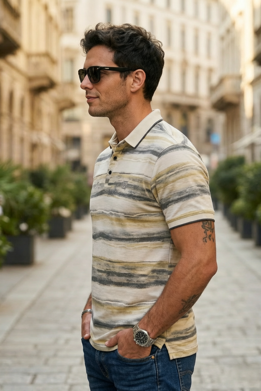 Stylish Fawn Printed Polo T-Shirt for Men | Modern Fit ATL4924