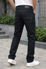 Men Black Straight Fit Baggy - Classic Denim Pants