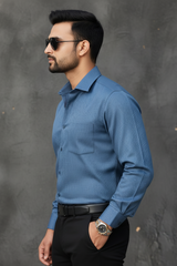 Atlance Classic Blue Solid Formal Shirt - Slim Fit-FRM