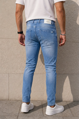 Skyblue Slim Fit Denim Jeans for Men Stretchable