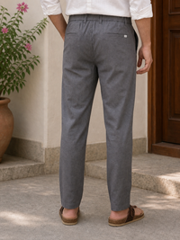 Men Slim Fit Dark Grey Linen Pant - Lightweight & Stylish 2020