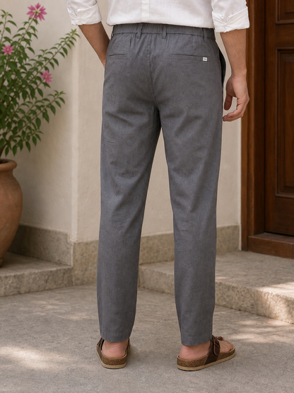 Men Slim Fit Dark Grey Linen Pant - Lightweight & Stylish 2020