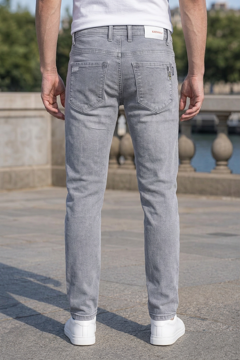 Men Light Gray Ankle Fit Jeans - Slim  Denim Jeans