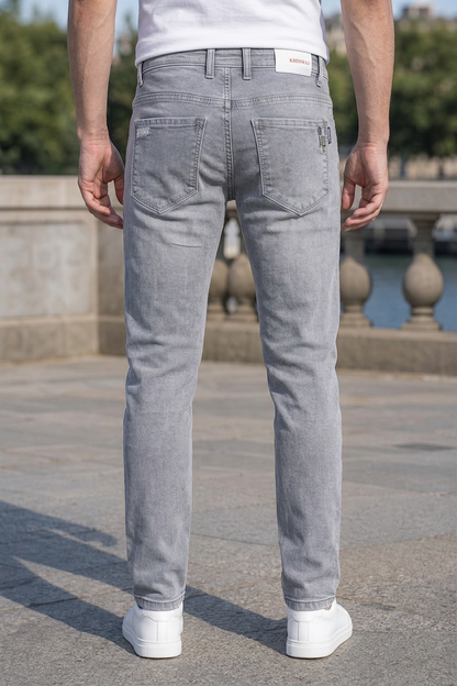 Men Light Gray Ankle Fit Jeans - Slim  Denim Jeans