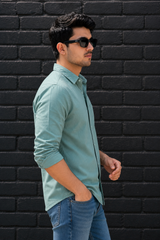 Men Premium Dark Pista Solid Casual Shirt for Everyday Wear OXF