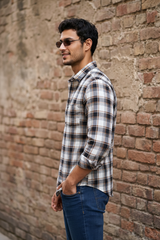 Stylish Check Shirt for Men | White Brown Black | Casual Smart Look FABCK