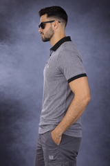 Men Black Striped Polo T-Shirt | Modern Casual Style 261023952