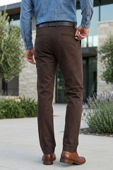 Men Coffee Satin-Finish Structure - Slim Fit Cotton Trousers 5127