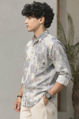 Grey Cloud Wash Shirt Men | Long Sleeve Casual Wear Zero