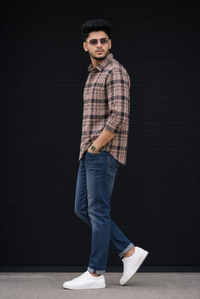 Men Premium Onion & Black Checkered Casual Shirt KEV
