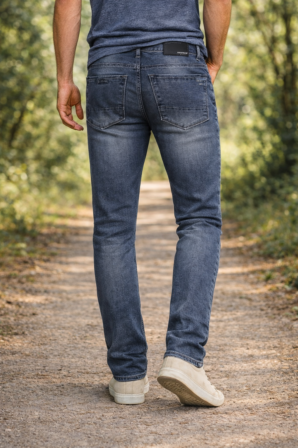 Men Dark Grey Colour Narrow Fit Sulphur Wash Jeans - Stretch Denim HEN454