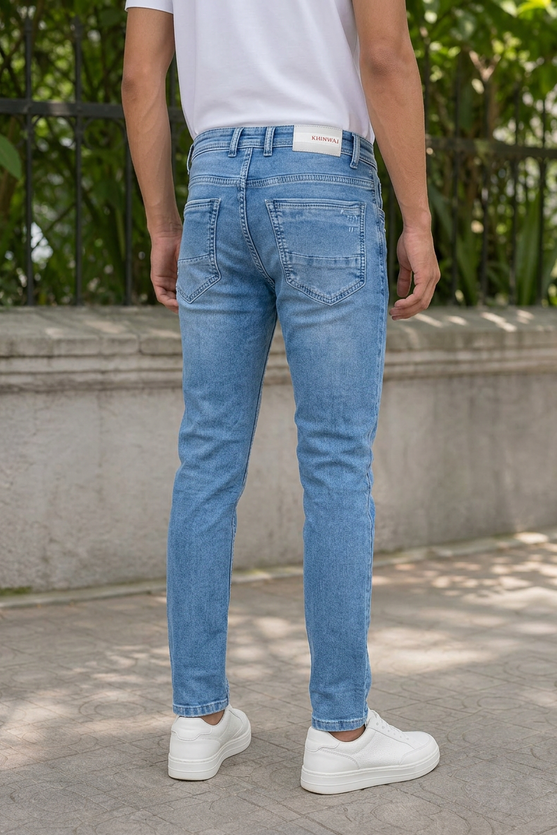 Skyblue Ankle Fit Jeans for Men Denim Wash KJ-0142