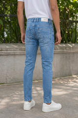 Skyblue Ankle Fit Jeans for Men Denim Wash