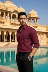 The Perfect Maroon Color Solid Casual Shirt | Lightweight Casual Fits-251155767