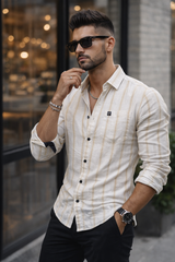 Men Cream Checks Shirt – Trendy and Comfortable Casual Wear 261049715