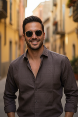 Men Coffee Color Striped Cotton Shirt for Men | New Casual Collection-251185701