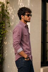 Men Onion Double Pocket Casual Shirt | Snap Button Denim Shirt