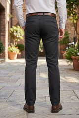 Mens Structure Black Textured Slim-Fit Casual Pants 5124