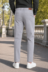 Men Premium Light Grey Structured Chinos - Textured STAR