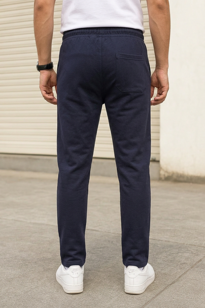 Premium Men Navy Blue Track Pant with Side Zip Pocket QZ-77