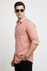 Men Dark Peach Color Striped Cotton Shirt for Men | New Casual Collection-251185701