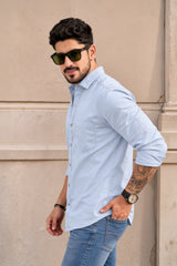Men Premium Skyblue Solid Casual Shirt for Everyday Wear OXF