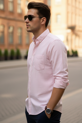 Men Peach Striped Casual Shirt | Premium Cotton |